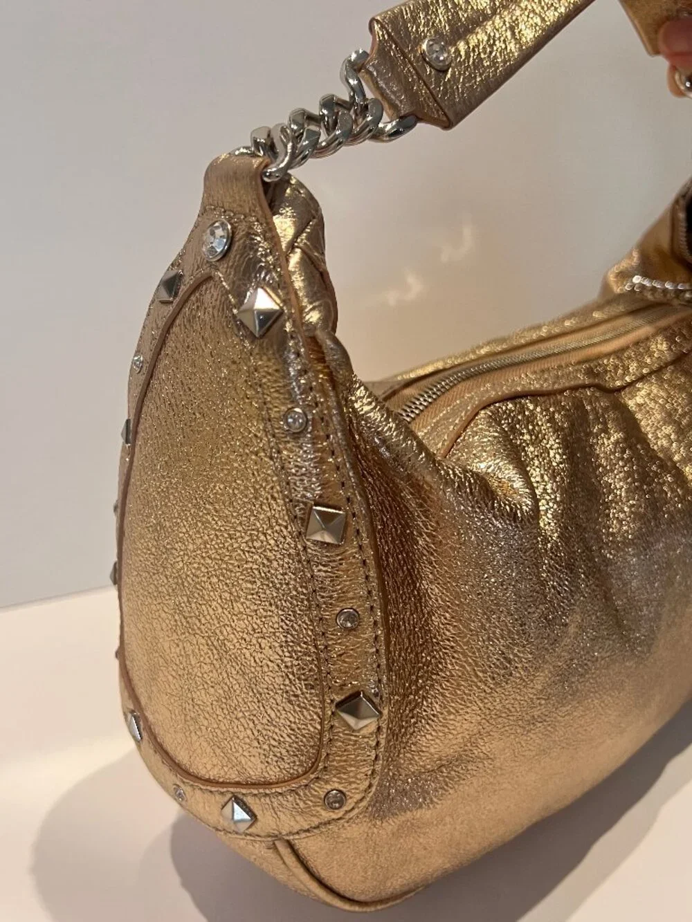 Juicy Couture Metallic Rose gold Leather Small Hobo Bag-Y2K-